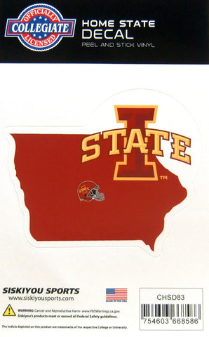 Iowa State Cyclones Home State Vinyl Auto Decal NCAA Football