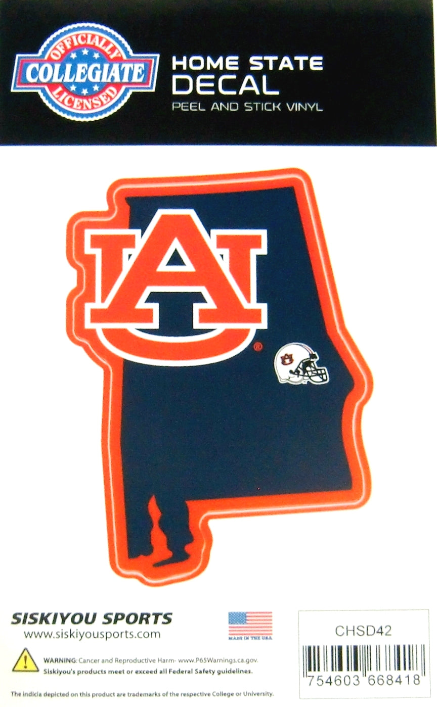 Auburn Tigers Home State Vinyl Auto Decal Alabama Shape (NCAA)