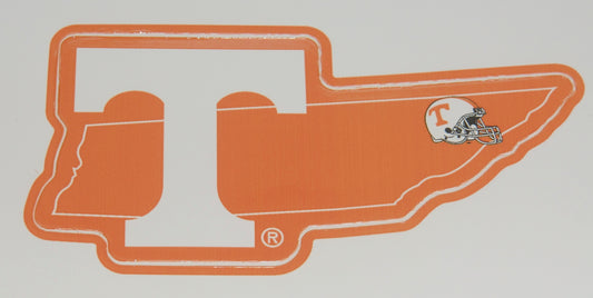 Tennessee Volunteers Home State Vinyl Auto Decal (NCAA) TN Shape w/ Helmet
