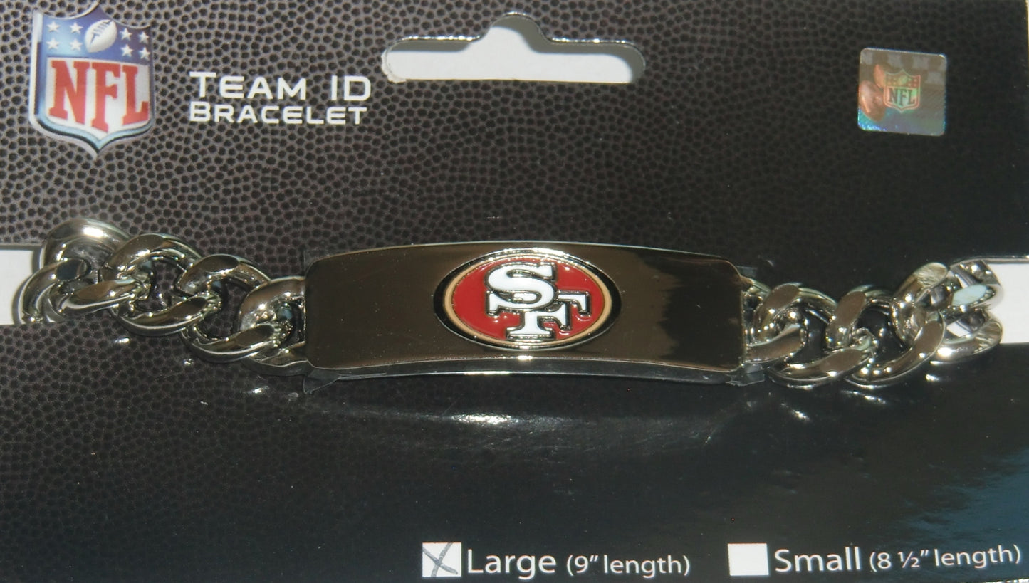 San Francisco 49ers 9" Heavy Duty Metal Link Team ID Bracelet NFL