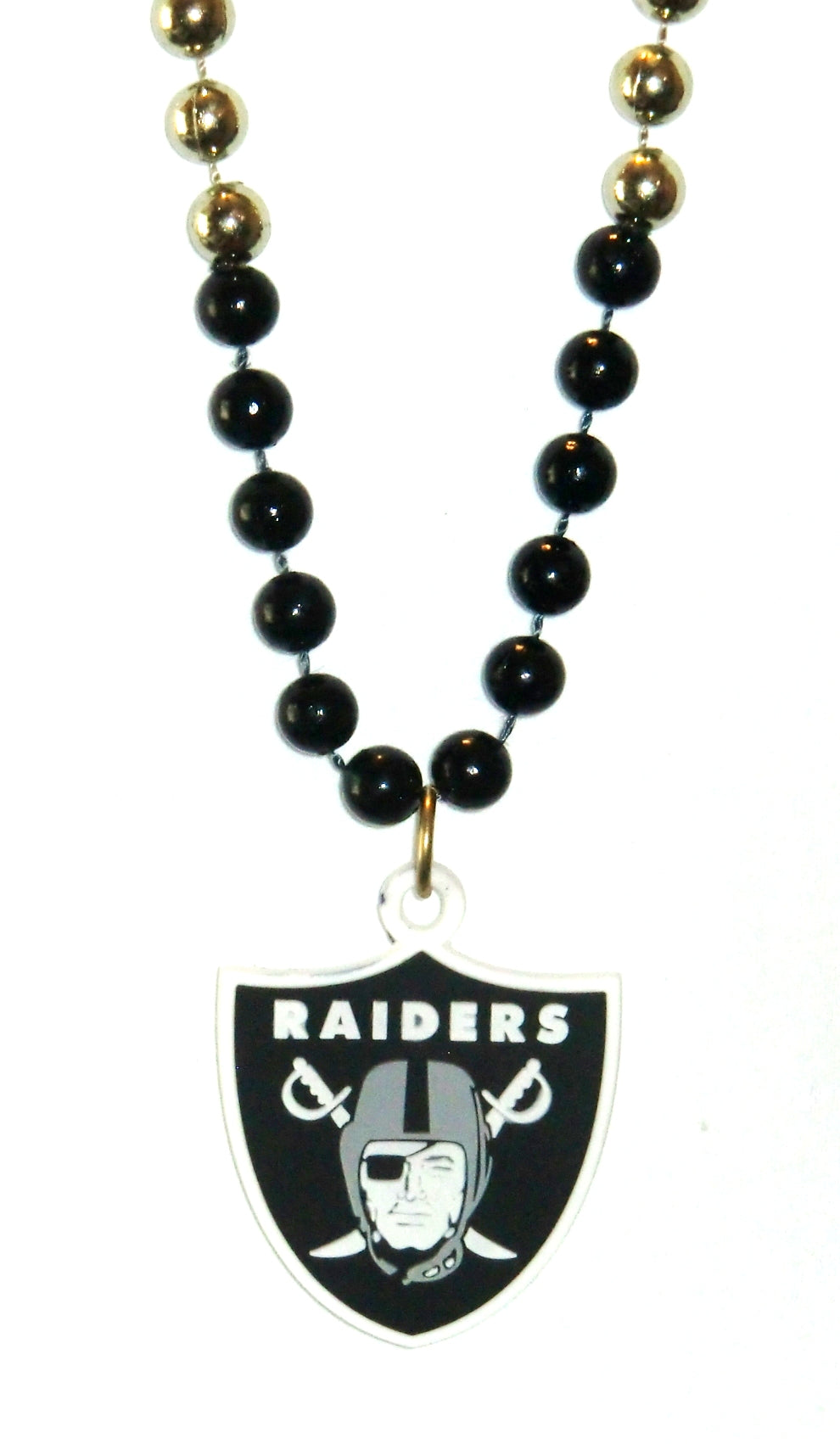 Las Vegas Raiders Mardi Gras Beads Necklace with Team Logo - NFL Football