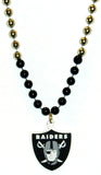 Las Vegas Raiders Mardi Gras Beads Necklace with Team Logo - NFL Football
