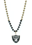 Las Vegas Raiders Mardi Gras Beads Necklace with Team Logo - NFL Football