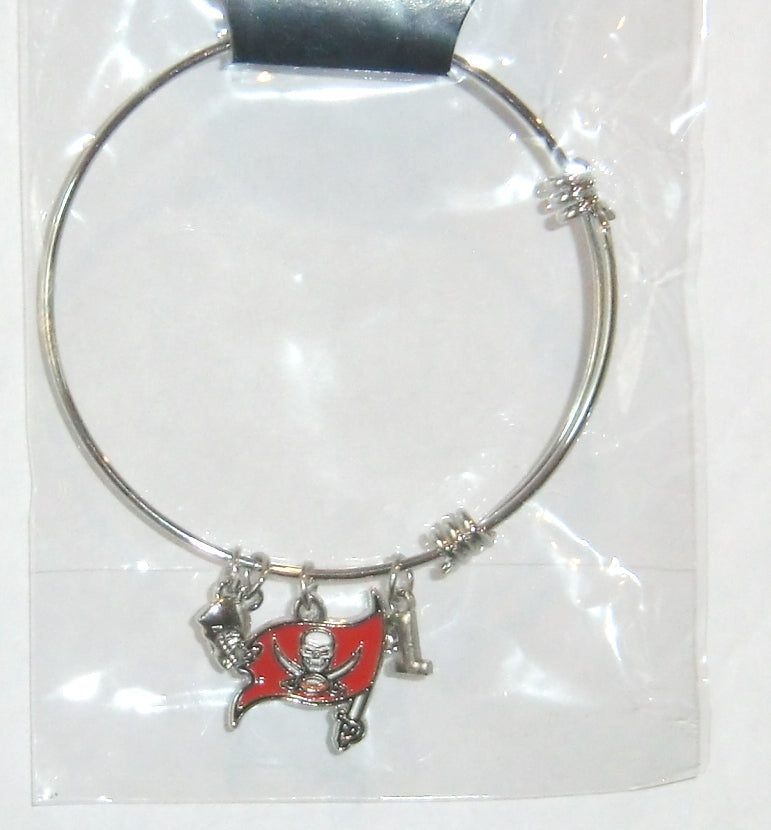 Tampa Bay Buccaneers Wire Bangle Bracelet with Charms NFL Football