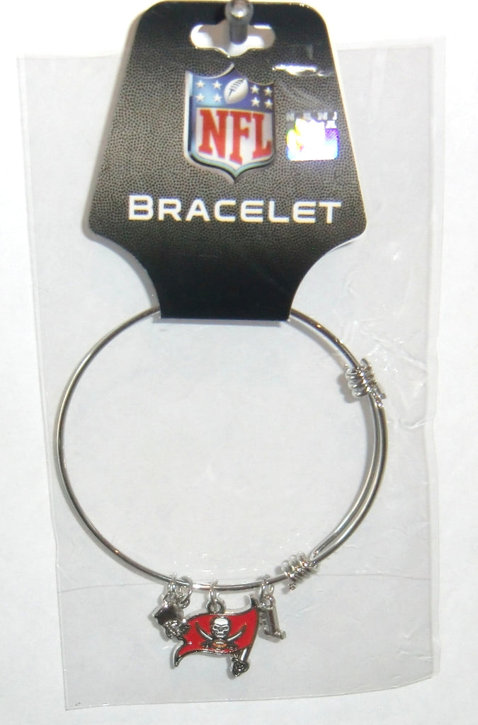 Tampa Bay Buccaneers Wire Bangle Bracelet with Charms NFL Football