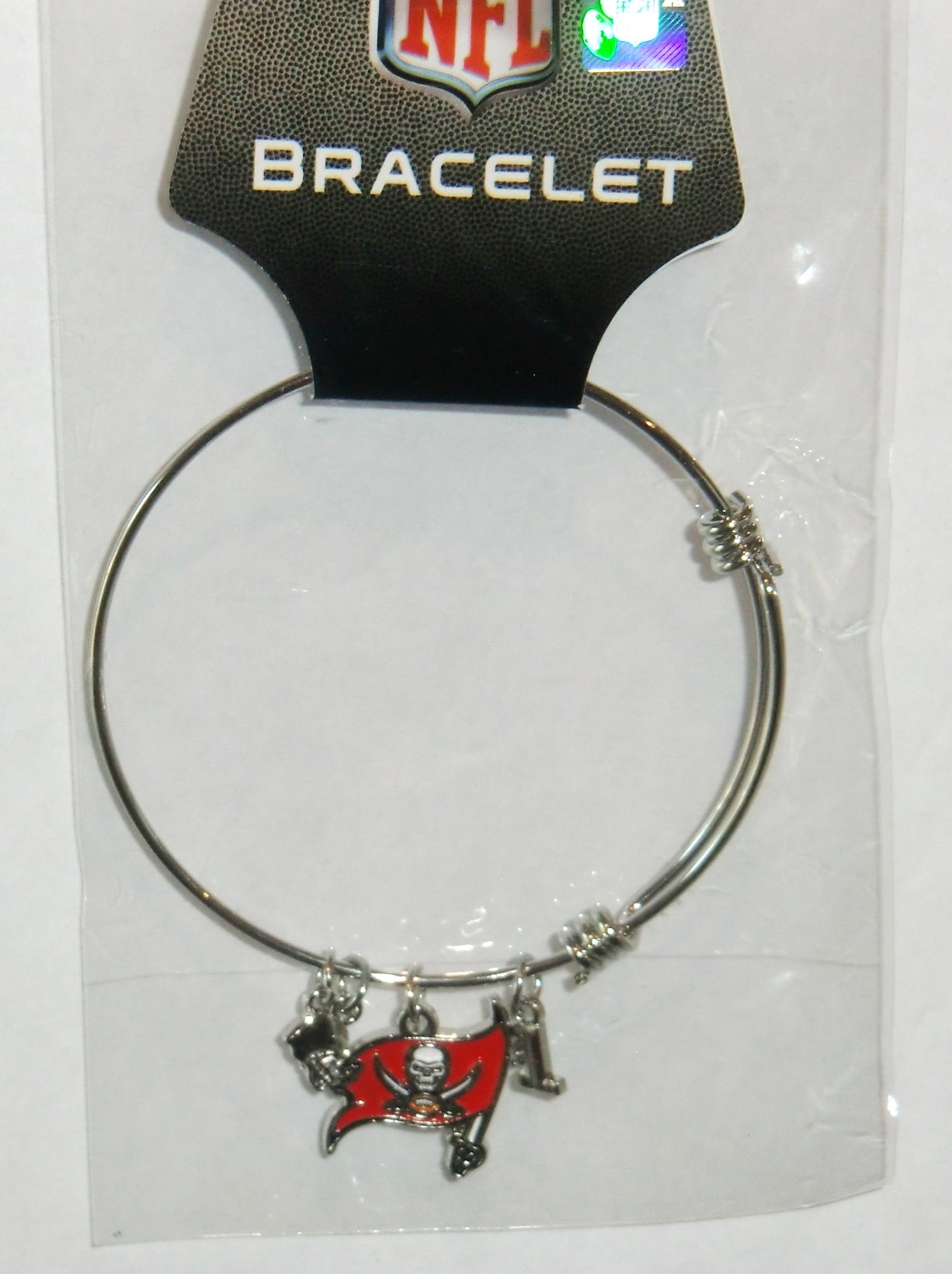 Tampa Bay Buccaneers Wire Bangle Bracelet with Charms NFL Football