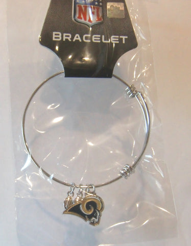 Los Angeles Rams Wire Bangle Bracelet with Charms NFL Football