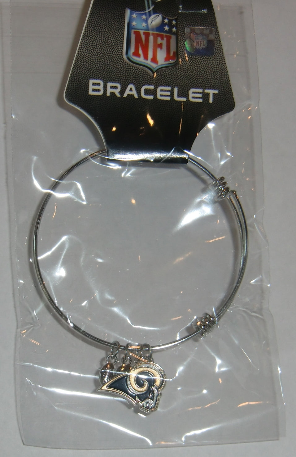 Los Angeles Rams Wire Bangle Bracelet with Charms NFL Football