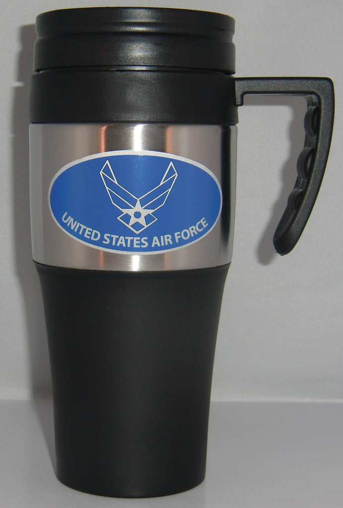 U.S. Air Force 14 oz Two Toned Travel Mug w/ Handle (Military)