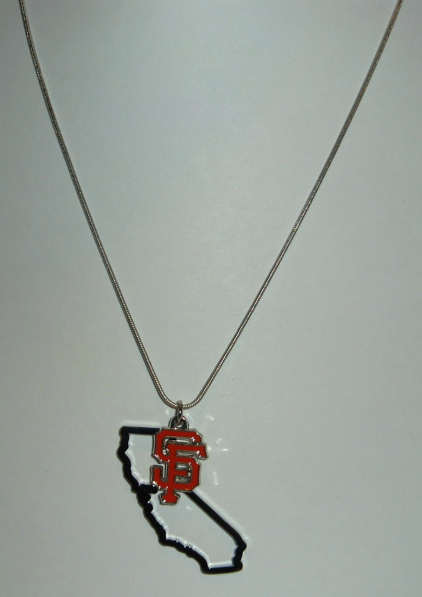San Francisco Giants State Shape Charm w/ Team Logo Chain Necklace MLB Licensed Jewelry