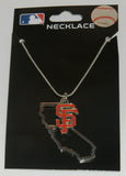 San Francisco Giants State Shape Charm w/ Team Logo Chain Necklace MLB Licensed Jewelry