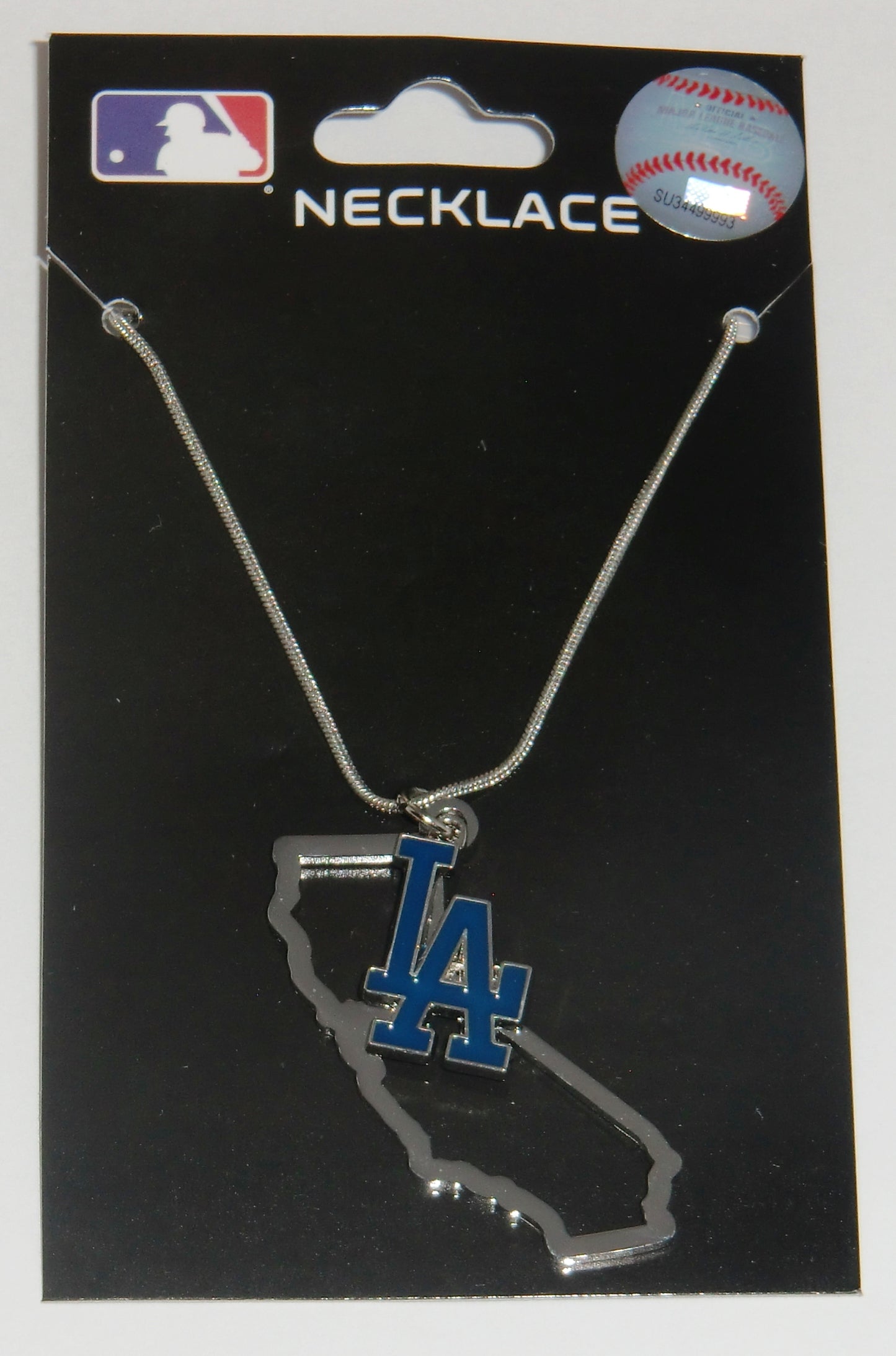 Los Angeles Dodgers State Shape Charm w/ Team Logo Chain Necklace MLB Licensed Jewelry