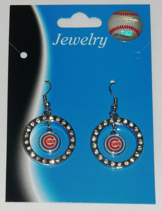 Chicago Cubs Hoop Earrings (Rhinestones) MLB Baseball Licensed Jewelry