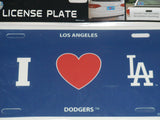 Los Angeles Dodgers Styrene License Plate I Love (Heart) LA (MLB)