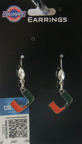 Miami Hurricanes Dangle Earrings (Crystal Bead) NCAA Jewelry