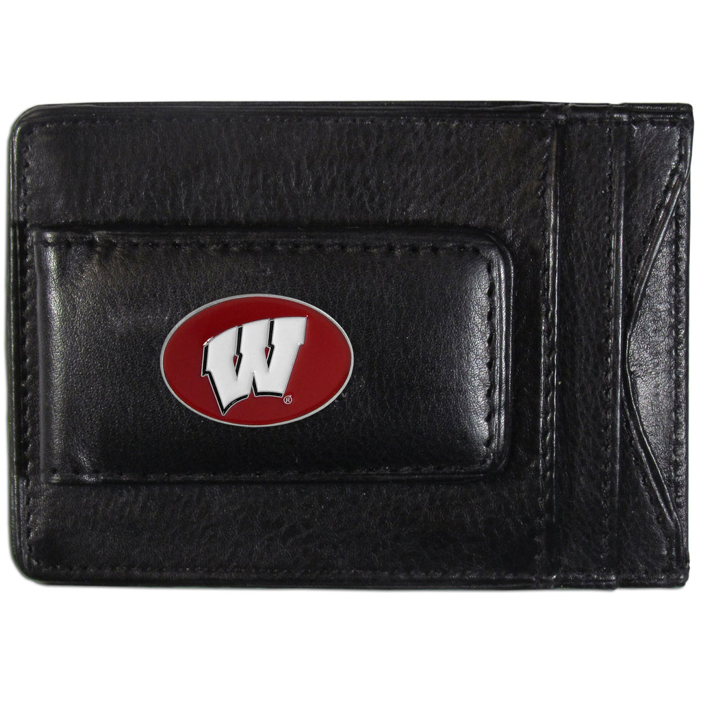 Wisconsin Badgers Fine Leather Money Clip (NCAA Licensed) Card & Cash Holder