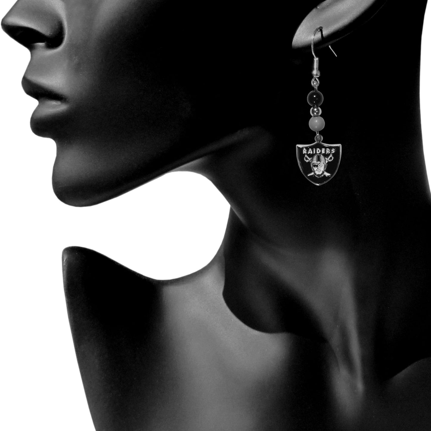Las Vegas Raiders Dangle Earrings (Fan Bead) NFL