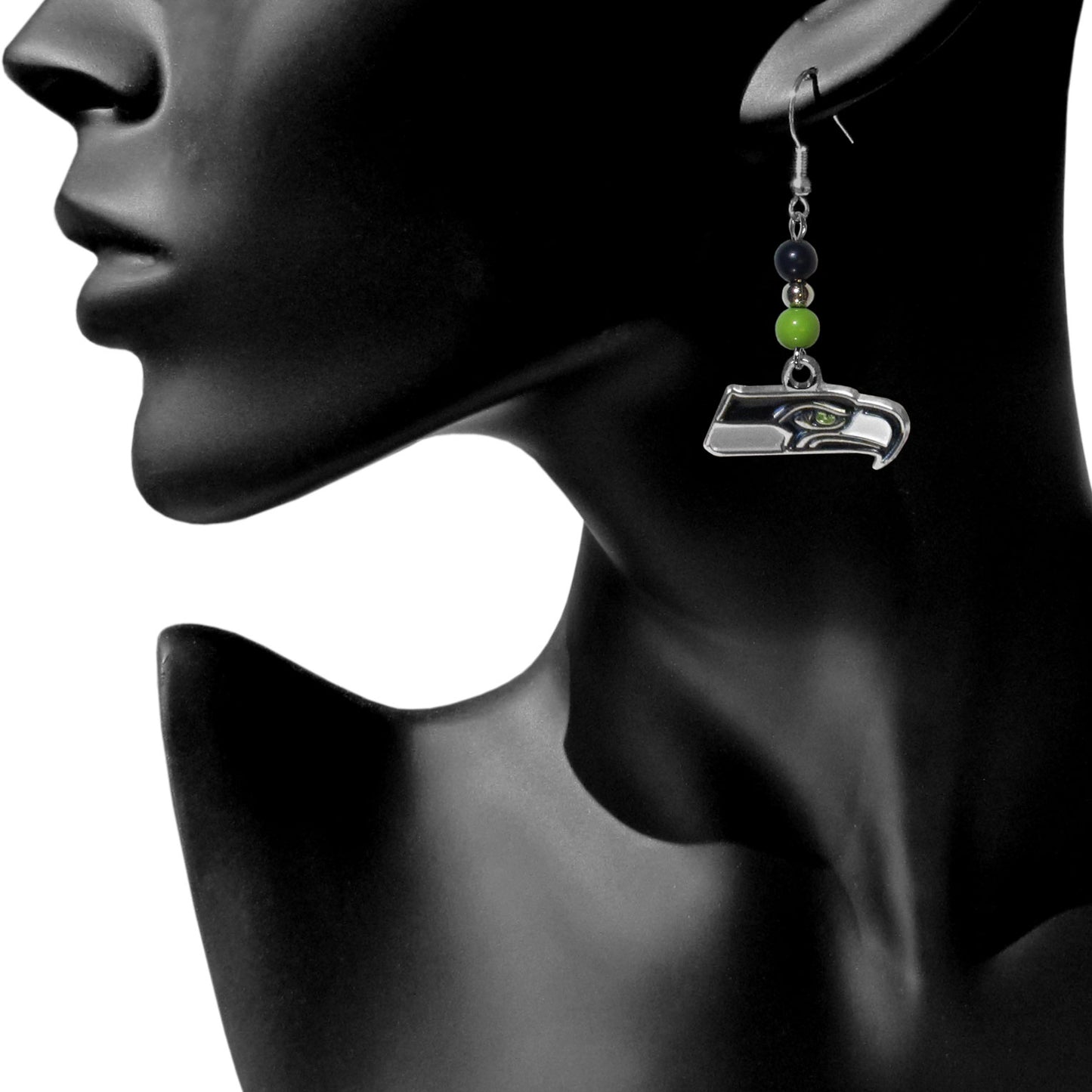 Seattle Seahawks Dangle Earrings (Fan Bead) NFL