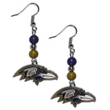 Baltimore Ravens Dangle Earrings (Fan Bead) NFL