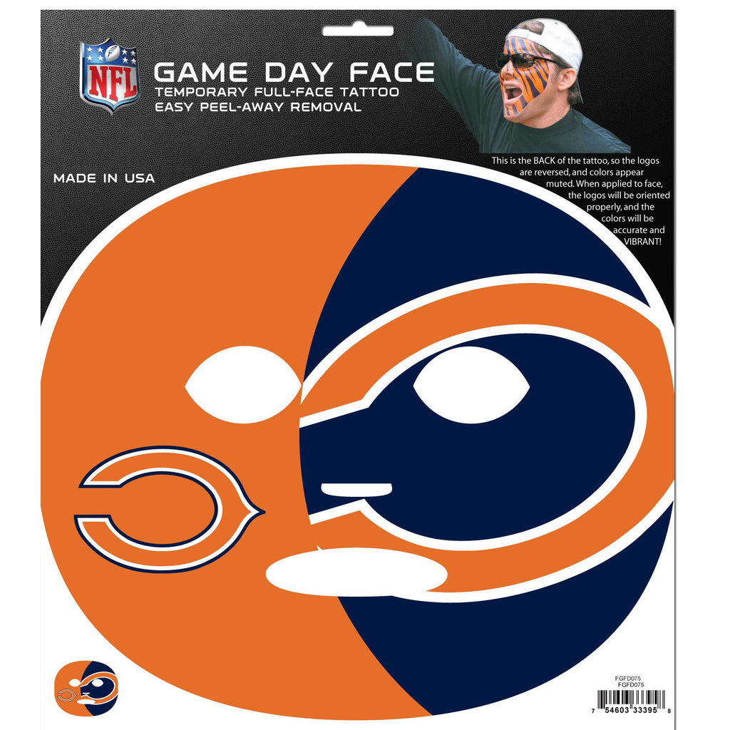 Chicago Bears Game Day Face Temporary Tattoo (NFL)