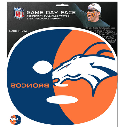 Denver Broncos Game Day Face Temporary Tattoo (NFL Football)