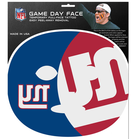 New York Giants Game Day Face Temporary Tattoo (NFL Football)