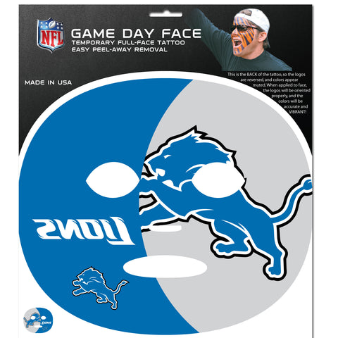 Detroit Lions Game Day Face Temporary Tattoo (NFL Football)