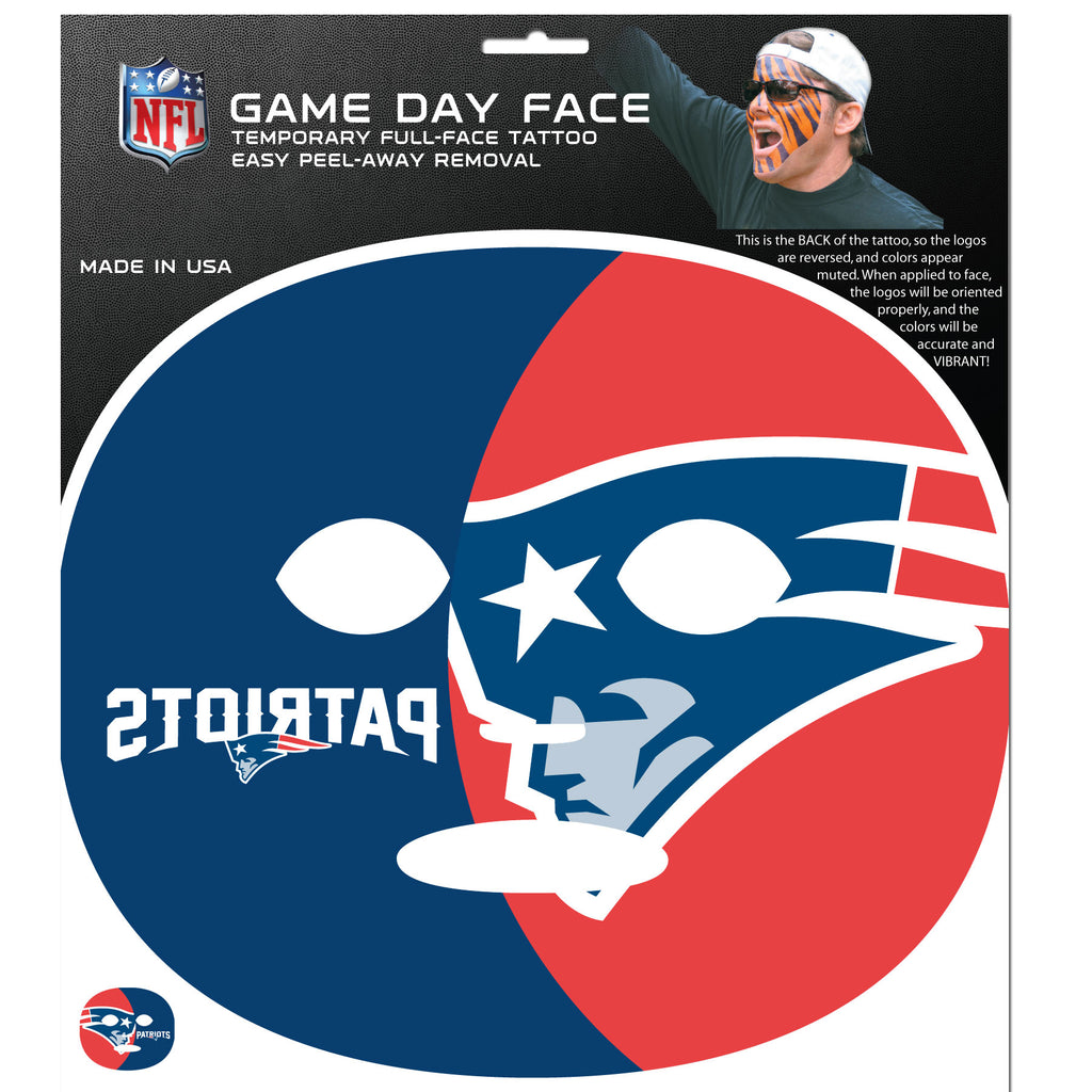 New England Patriots Game Day Face Temporary Tattoo (NFL Football)