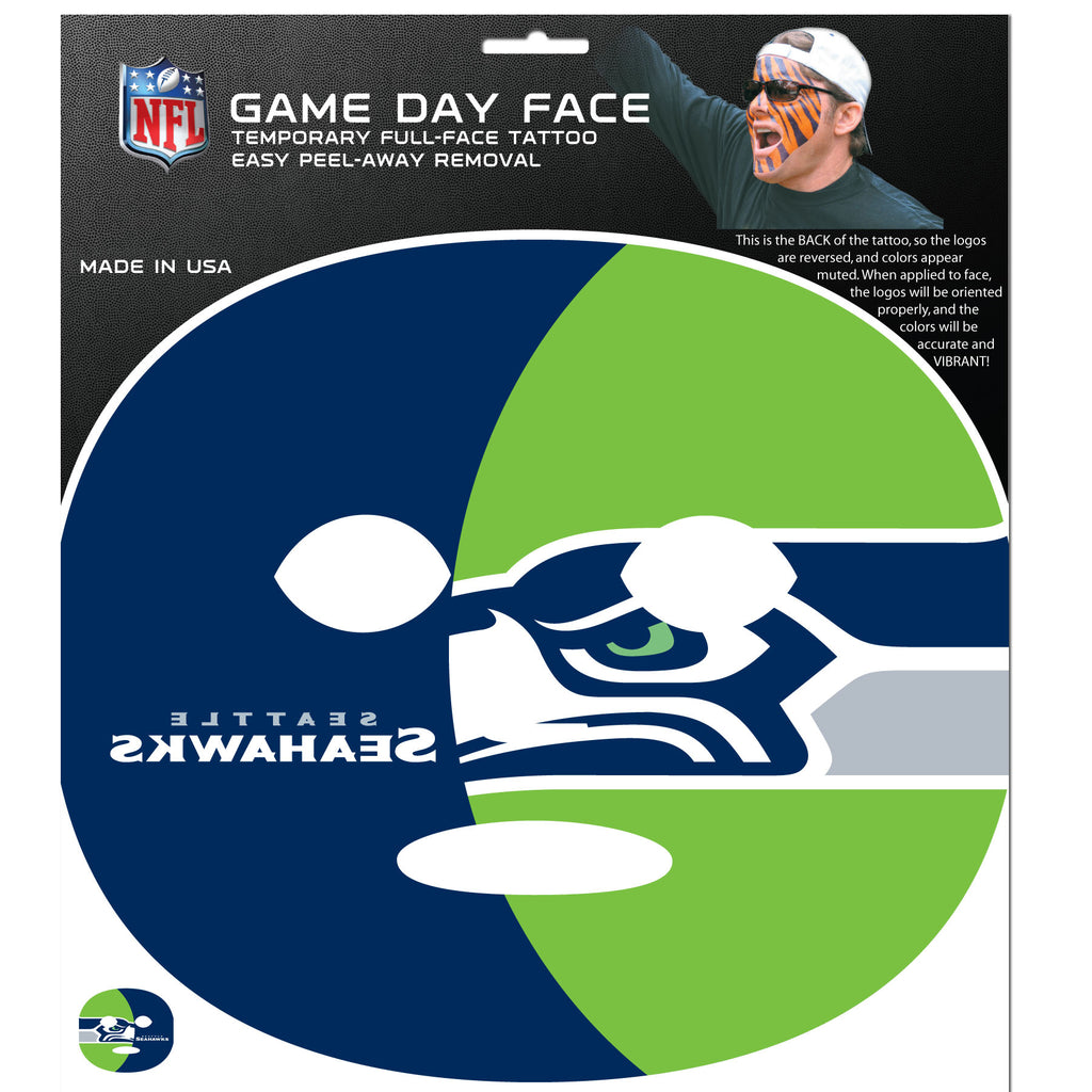 Seattle Seahawks Game Day Face Temporary Tattoo (NFL Football)