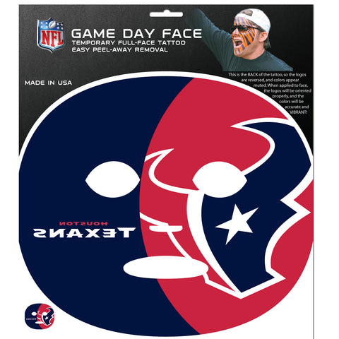 Houston Texans Game Day Face Temporary Tattoo (NFL Football)