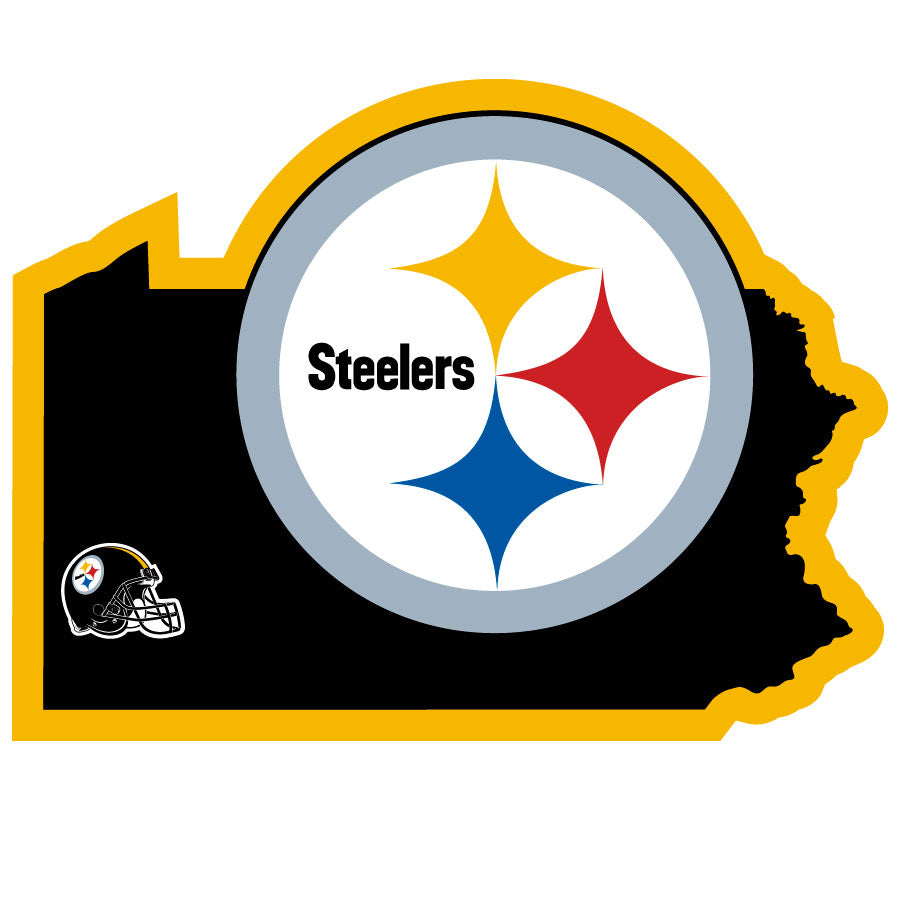Pittsburgh Steelers Home State Auto Decal (NFL) Pennsylvania Shape w/ Helmet