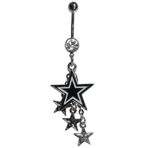Dallas Cowboys Navel Belly Ring with Dangle Logo Charms NFL