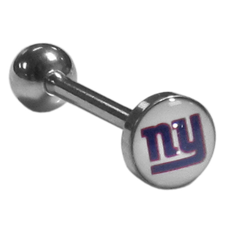 New York Giants Barbell Tongue Ring (Inlaid Logo) NFL Jewelry
