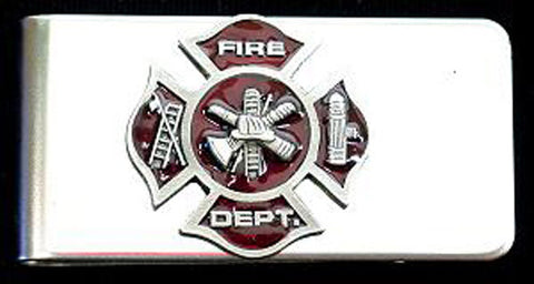 Firefighter Stainless Steel Sculpted Money Clip (Occupational)