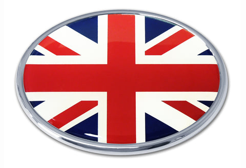 British United Kingdom National Flag Chrome Auto Emblem (Oval)