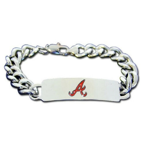 Atlanta Braves Heavy Duty Metal Link Team ID Bracelet MLB Licensed
