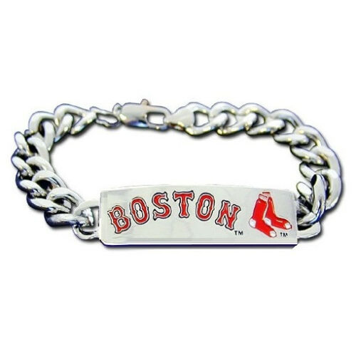 Boston Red Sox Heavy Duty Metal Link Team ID Bracelet MLB Licensed