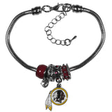 Washington Redskins Snake Chain Bracelet with Euro Beads NFL Jewelry