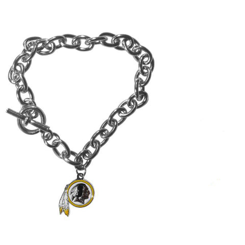 Washington Redskins Chain Bracelet with Metal Logo Charm NFL Football Licensed