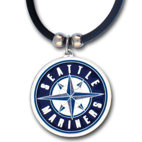 Seattle Mariners Rubber Cord Necklace w/ Logo Charm Licensed MLB
