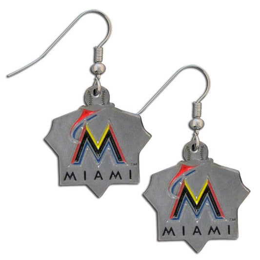 Miami Marlins Dangle Earrings Licensed MLB Baseball Jewelry