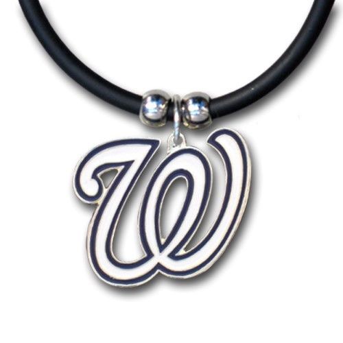 Washington Nationals Rubber Cord Necklace w/ Logo Charm Licensed MLB