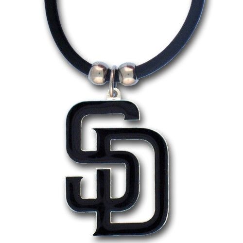 San Diego Padres Rubber Cord Necklace w/ Logo Charm Licensed MLB