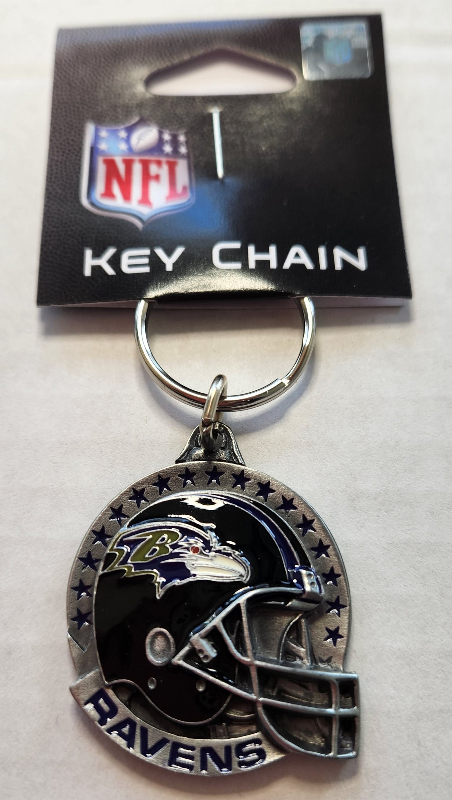 Baltimore Ravens 3-D Helmet Metal Key Chain NFL Football (Round)