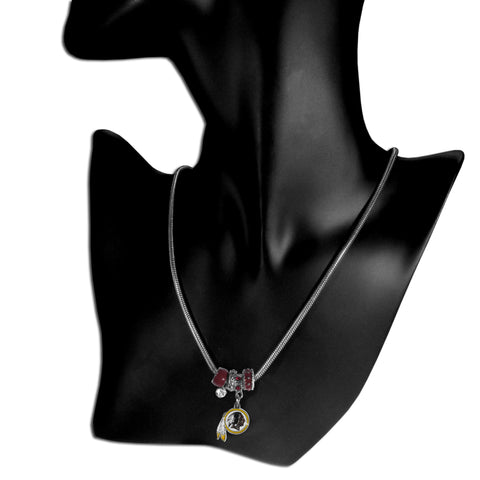 Washington Redskins Snake Chain Necklace with Euro Beads NFL Jewelry
