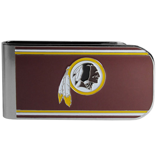 Washington Redskins Steel w/Chrome Overlay & Enameled Team Colors Money Clip NFL